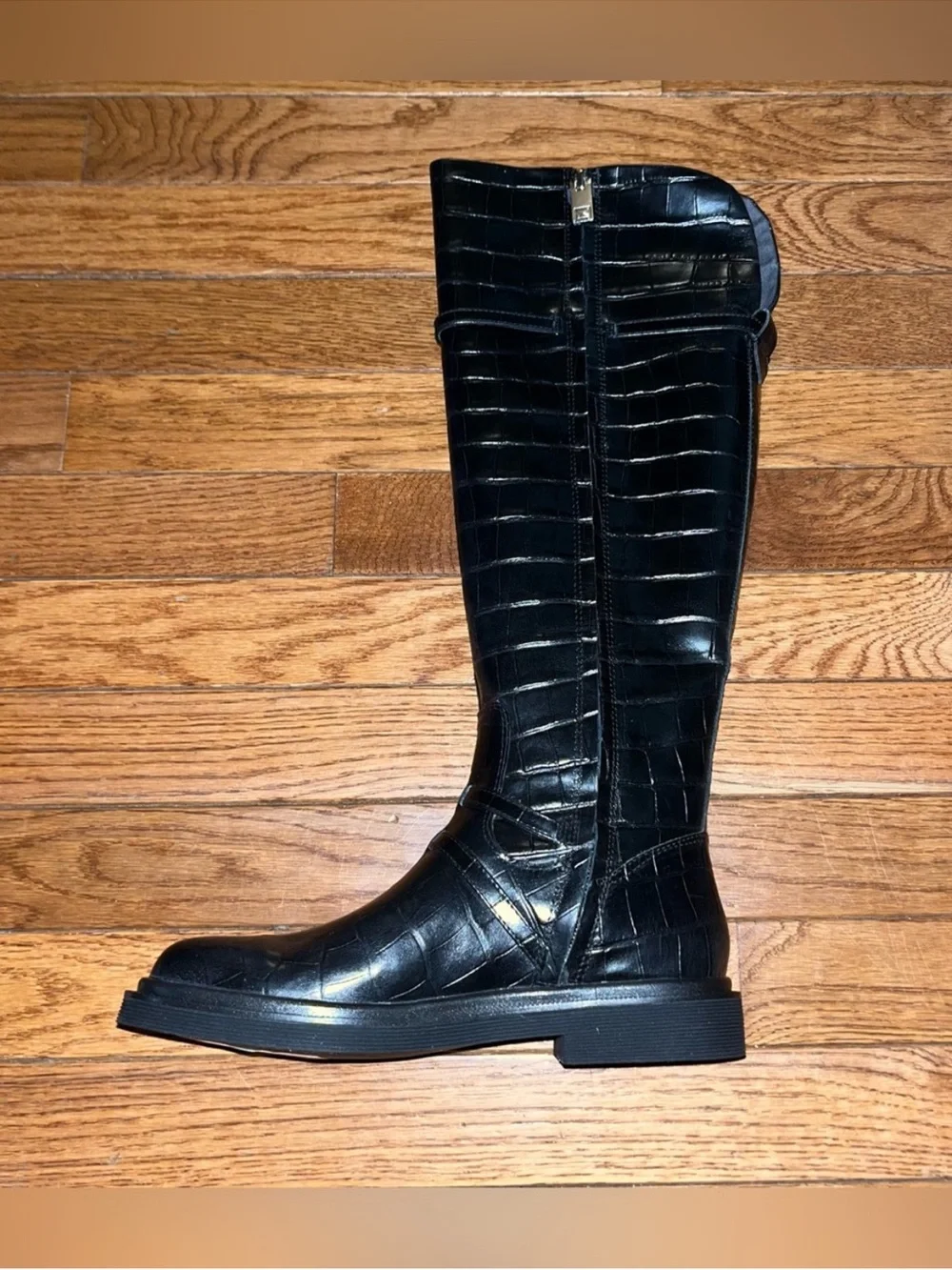 SARTO By Franco Sarto Ainsley Knee High Boot Black Croc Print Women’s Size 5.5